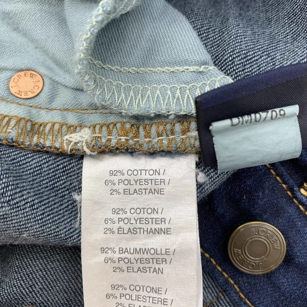 J. Crew Toothpick Jeans Size 27 Skinny Dark Wash Mid Rise Stretch Zip Fly Blue
